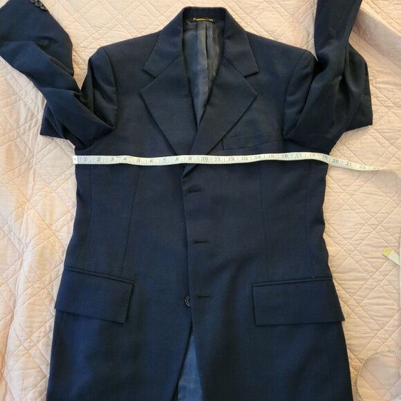Vintage John Wanamaker Blue Wool 2pc Suit - 38R - Picture 9 of 13